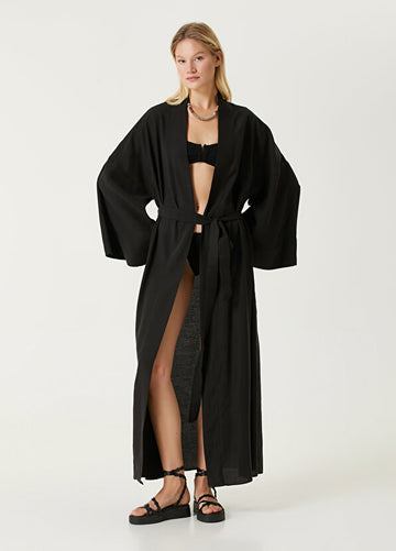 The Monk Uzun Siyah Kimono - selinkucuksoz